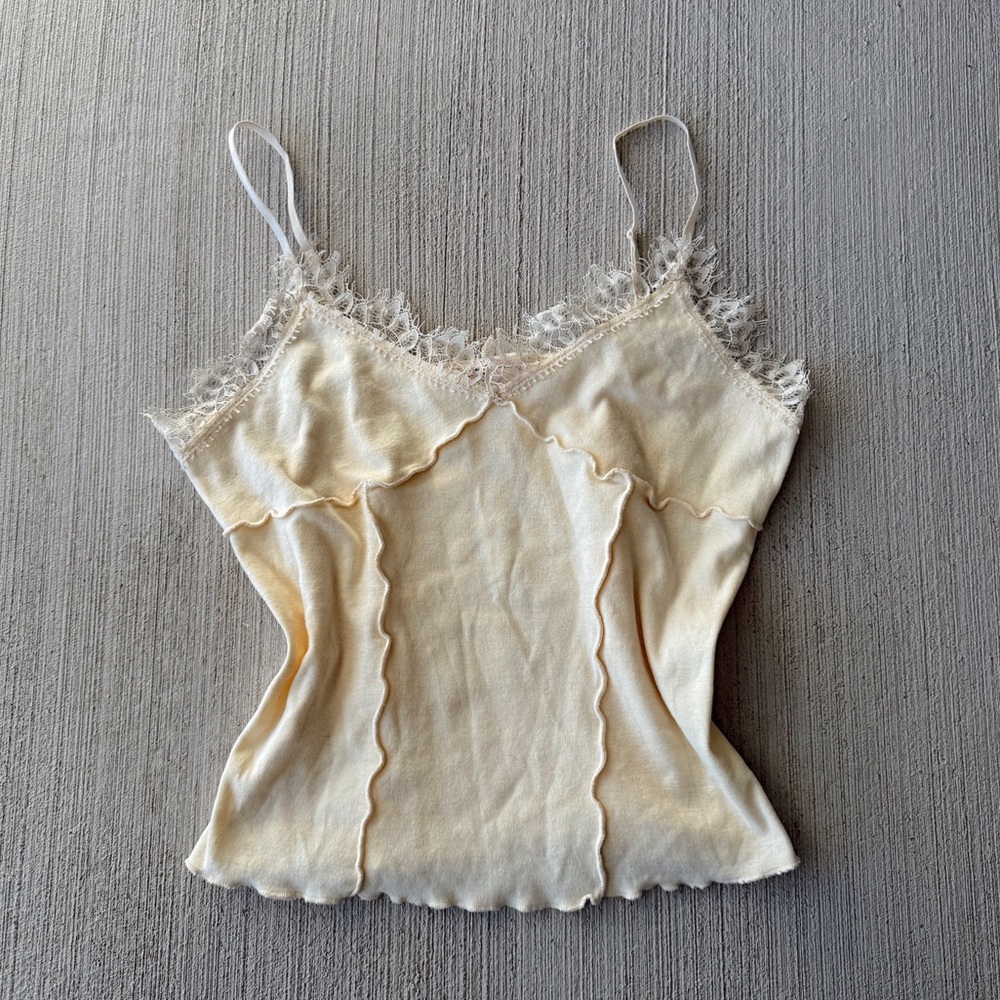 y2k cream lace cami tank top